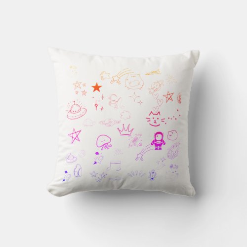 Cosmic Dreams Personalized SpacePlanets Doodle  Throw Pillow