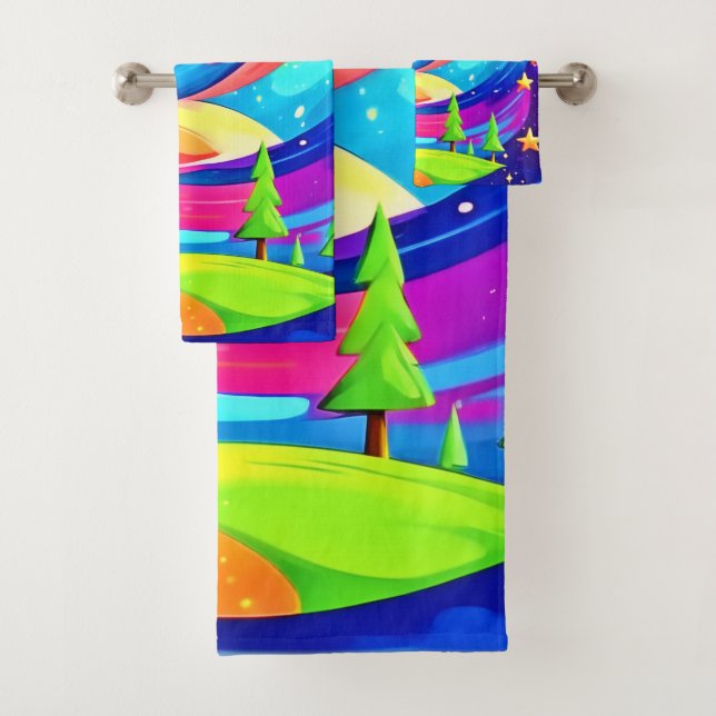 Cosmic Dreamscape: A Celestial Adventure Bath Towel Set (Insitu)