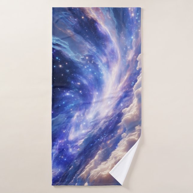 Cosmic Dreamscape: Swirling Nebula & Starry Night Bath Towel (Bath Towel)