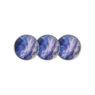 Cosmic Dreamscape: Swirling Nebula & Starry Night Golf Ball Marker