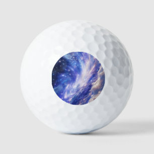 Cosmic Dreamscape: Swirling Nebula & Starry Night Golf Balls