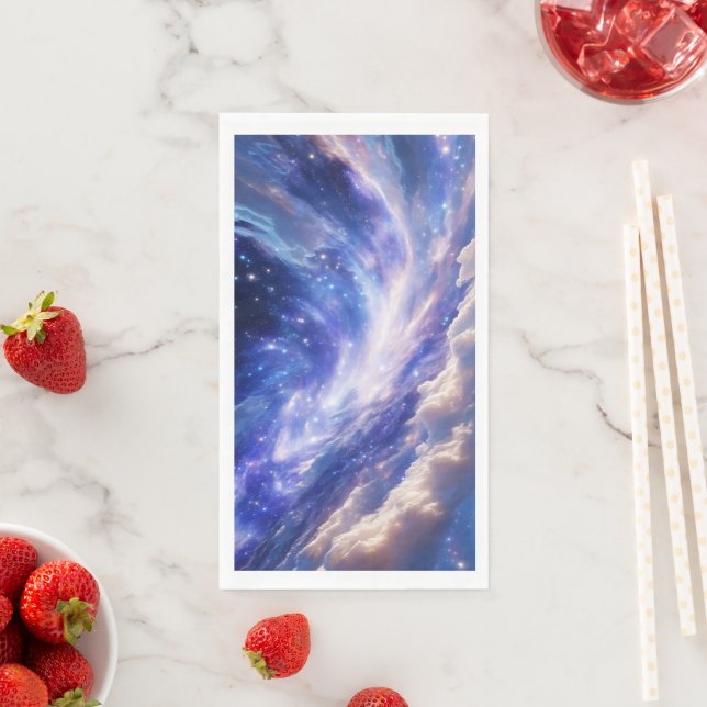 Cosmic Dreamscape: Swirling Nebula & Starry Night Paper Guest Towels (Insitu)