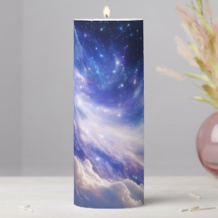 Cosmic Dreamscape: Swirling Nebula & Starry Night Pillar Candle