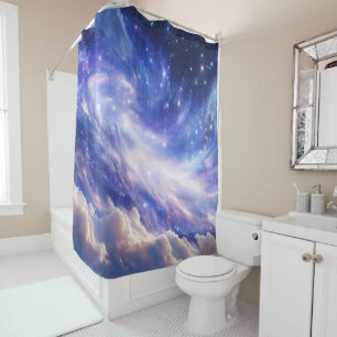 Cosmic Dreamscape: Swirling Nebula & Starry Night Shower Curtain