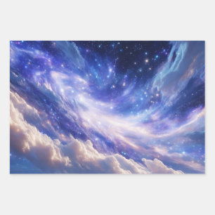 Cosmic Dreamscape: Swirling Nebula & Starry Night Wrapping Paper Sheets