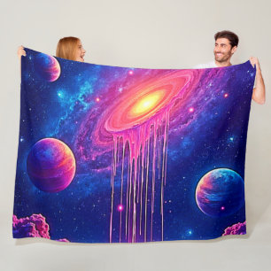 Cosmic Drip: Galaxy's Sweet Essence Fleece Blanket