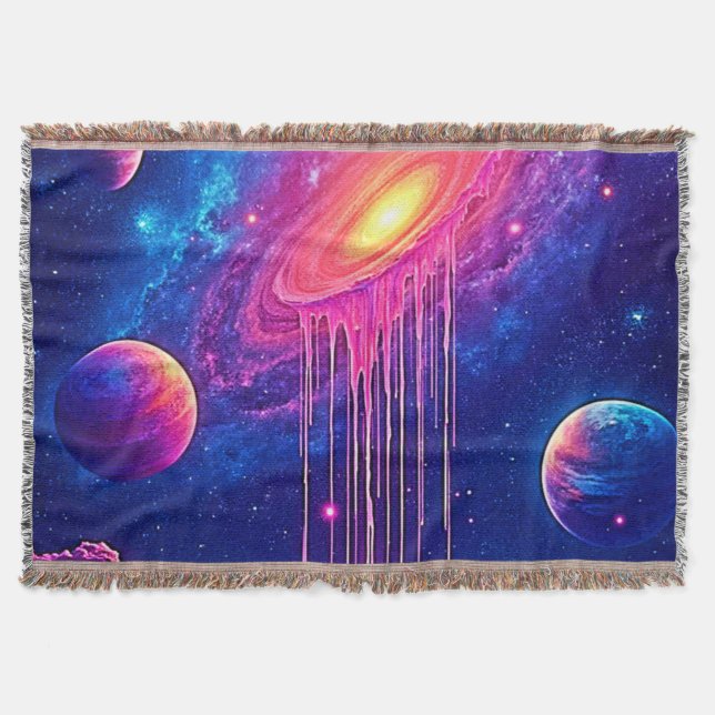 Cosmic Drip: Galaxy's Sweet Essence Throw Blanket (Front)