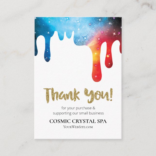 *~* COSMIC DRIPS Logo THANK YOU QR AP8 Review  Enclosure Card (Front)