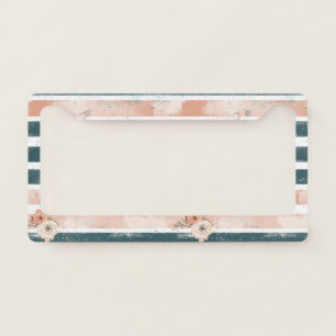 Cosmic Earth Tone Stripe with Tribal Moon License Plate Frame