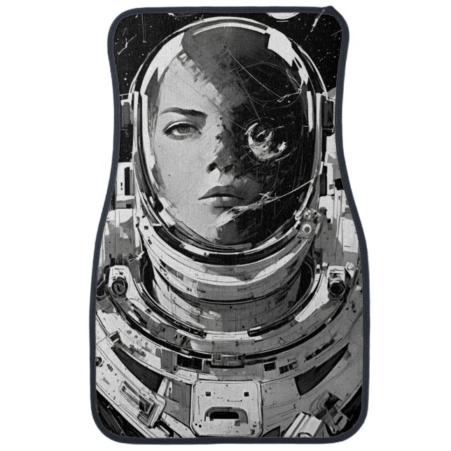 Cosmic Elegance: Girl Astronaut  Car Floor Mat (Front)