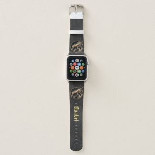 Cosmic elegance, the golden, black whale apple watch band