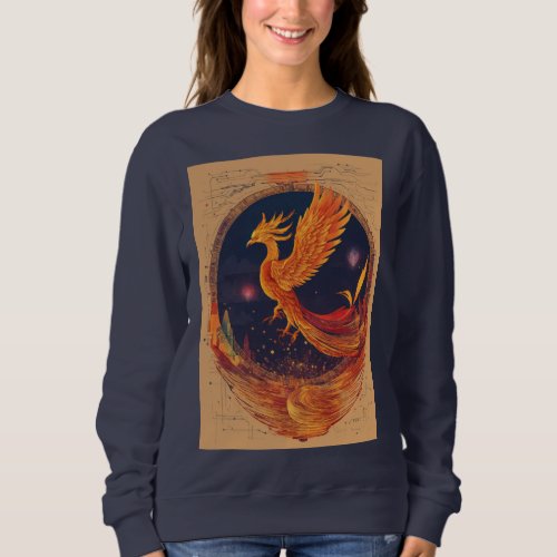Cosmic Ember A Celestial Phoenix Coloring Odyssey Sweatshirt