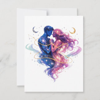 Cosmic embrace of stardust and fate note card