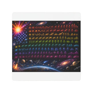 Cosmic Evolution American Flag | Big Bang to Human Metal Print