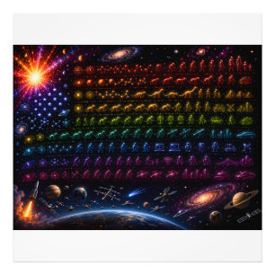 Cosmic Evolution American Flag   Big Bang to Human Photo Print