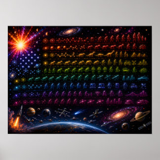 Cosmic Evolution American Flag | Big Bang to Human Poster