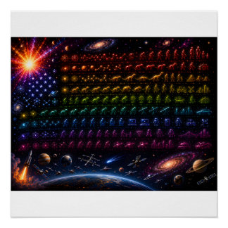 Cosmic Evolution American Flag | Big Bang to Human Poster