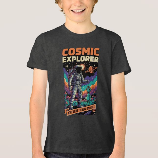 Cosmic Explorer Astronaut Space Adventure Kids  Tri-Blend Shirt (Front)