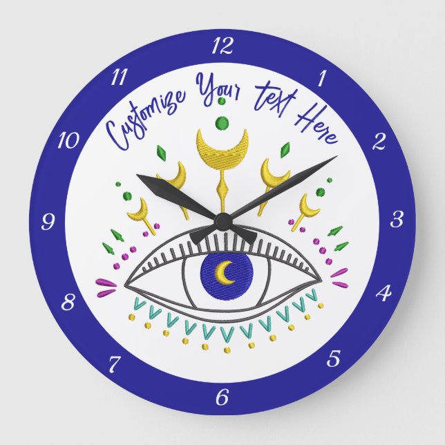 Cosmic Eye Metaphysical Boho Design Personalized Large Clock (Front)