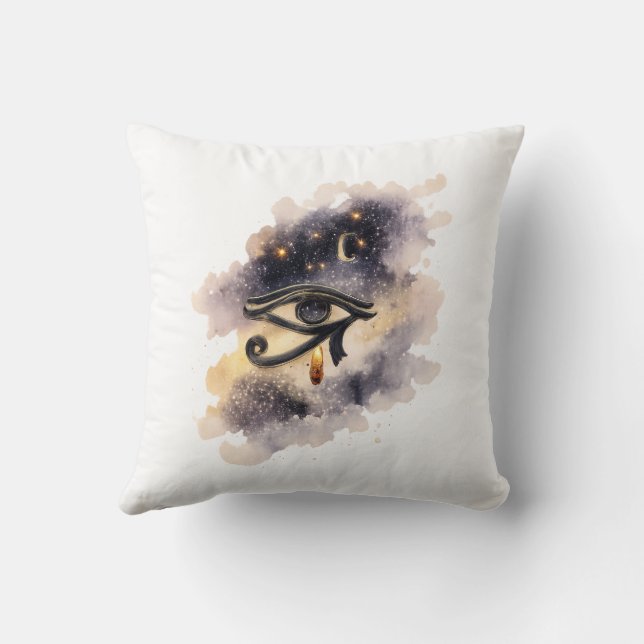 Cosmic Eye of Horus Egyptian Mythology Decor Throw Pillow (Back)