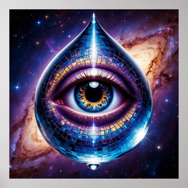 Cosmic Eye Within Teardrop Shaped Galactic Disco Poster (Front)