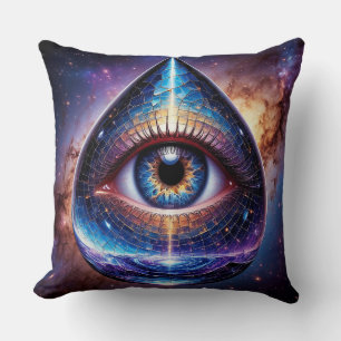 Cosmic Eye Within Teardrop Shaped Galactic Disco Throw Pillow
