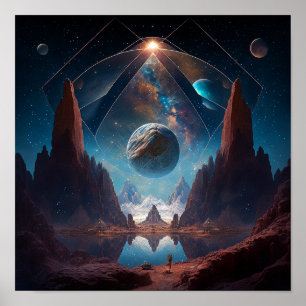 Cosmic Fantasy Landscape Poster