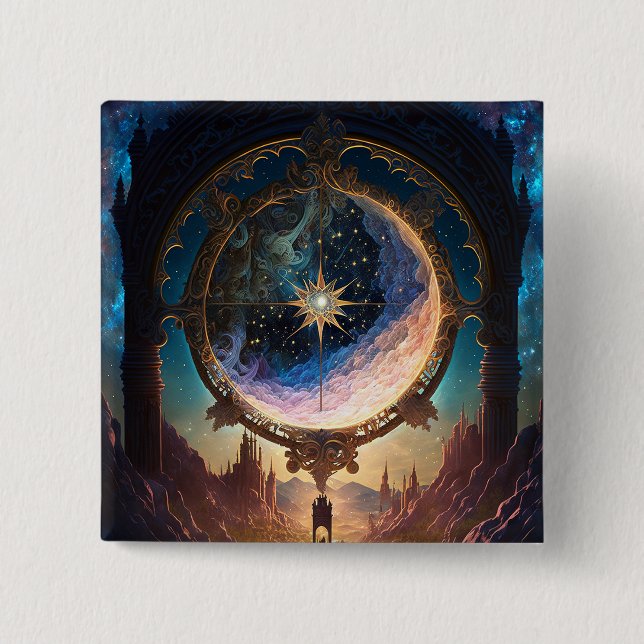 Cosmic Fantasy Space Landscape Button (Front)