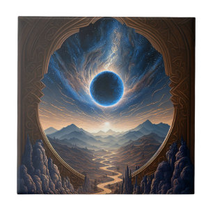 Cosmic Fantasy Space Landscape Ceramic Tile