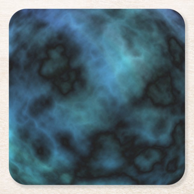Cosmic Faux Blue Marble Square Paper Coaster (Front)