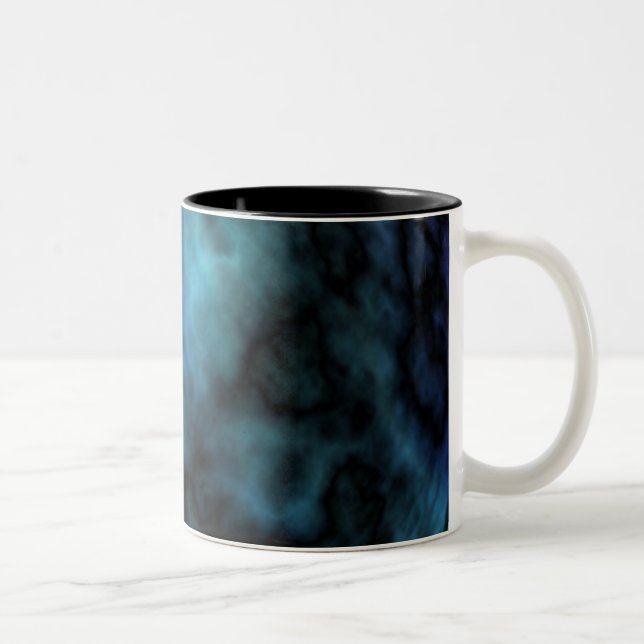Cosmic Faux Blue Marble Two-Tone Coffee Mug (Right)