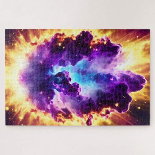 Cosmic fire blue and purple nebula star landscape jigsaw puzzle