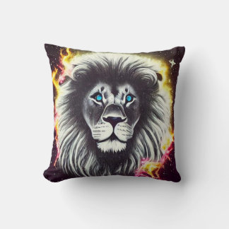 Cosmic Fire Lion Throw Pillow
