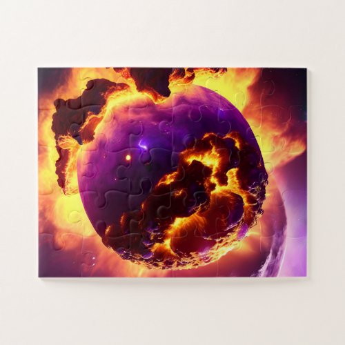 Cosmic Fires Orange and Purple Close_up Nebula Jigsaw Puzzle