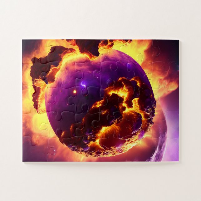 Cosmic Fires Orange and Purple Close-up Nebula Jigsaw Puzzle (Horizontal)