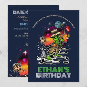 Cosmic Fisherman Birthday Invitation