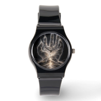 Cosmic Flame Abstract Art Black Wristwatch