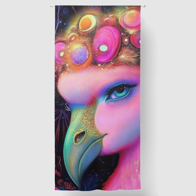 Cosmic Flamingo Queen Blackout Curtains (Front)