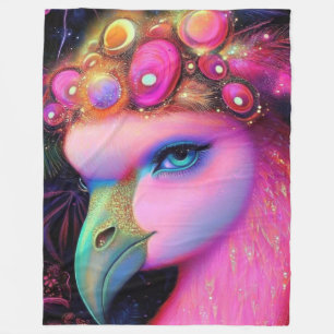 Cosmic Flamingo Queen Fleece Blanket