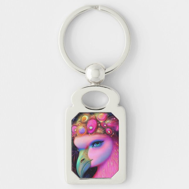 Cosmic Flamingo Queen Keychain (Front)