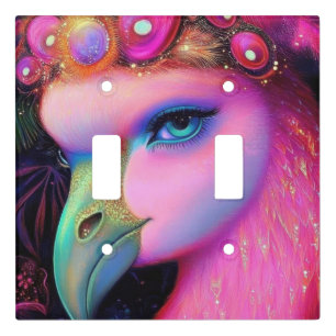 Cosmic Flamingo Queen Light Switch Cover