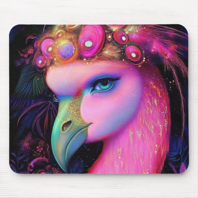 Cosmic Flamingo Queen Mouse Pad (Front)
