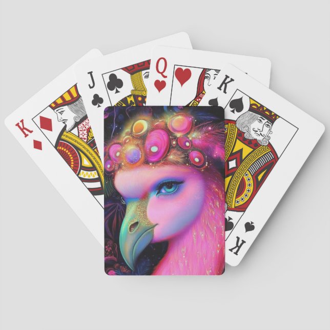 Cosmic Flamingo Queen Poker Cards (Back)