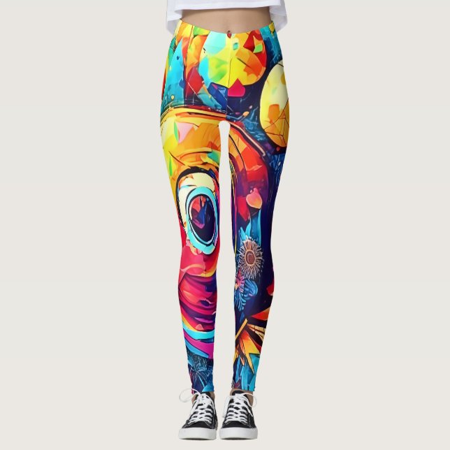  Cosmic Floral Fusion Leggings (Front)