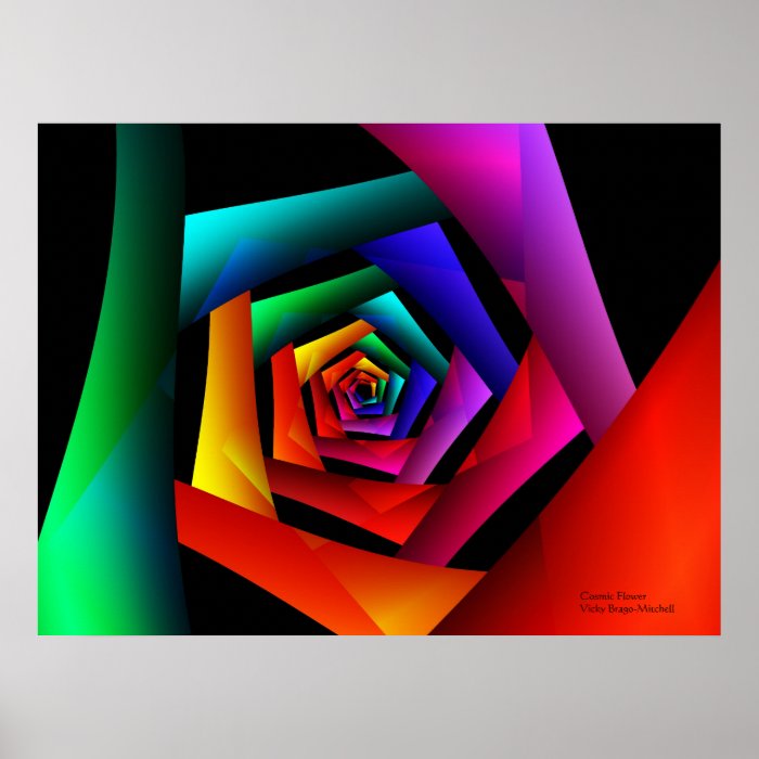 Cosmic Flower Cute Cool Modern Abstract Art Poster