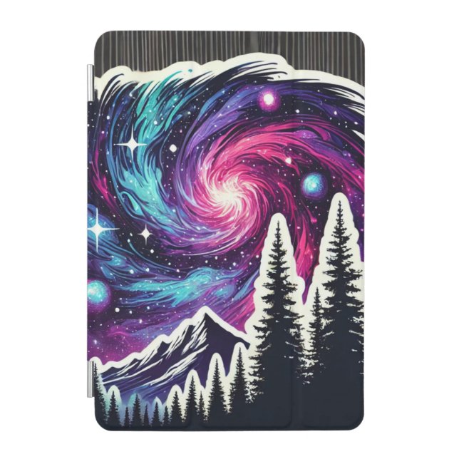 Cosmic Forest: Galaxy Meets Nature iPad Mini Cover (Front)