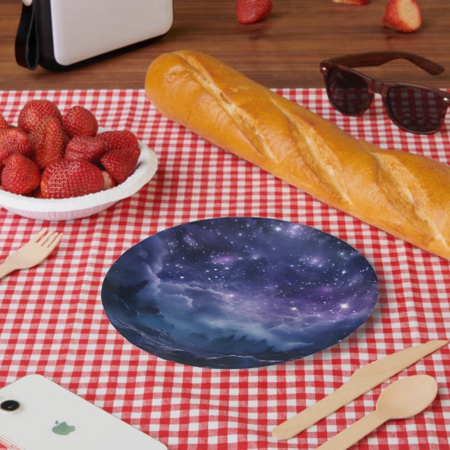 Cosmic Forest Night Sky Paper Plates (Picnic)