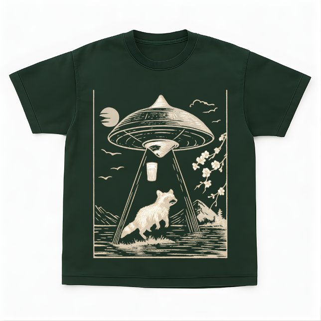 Cosmic Forest Raccoon UFO Design Tee (Creator Uploaded)