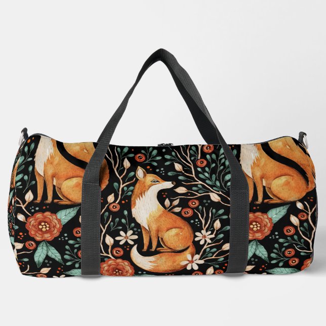Cosmic Fox and Crescent Moons Duffle Bag (Front)