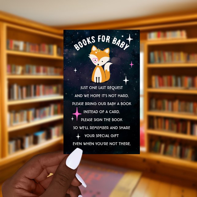 Cosmic Fox Baby Shower Books For Baby Enclosure Card (Creator Uploaded)